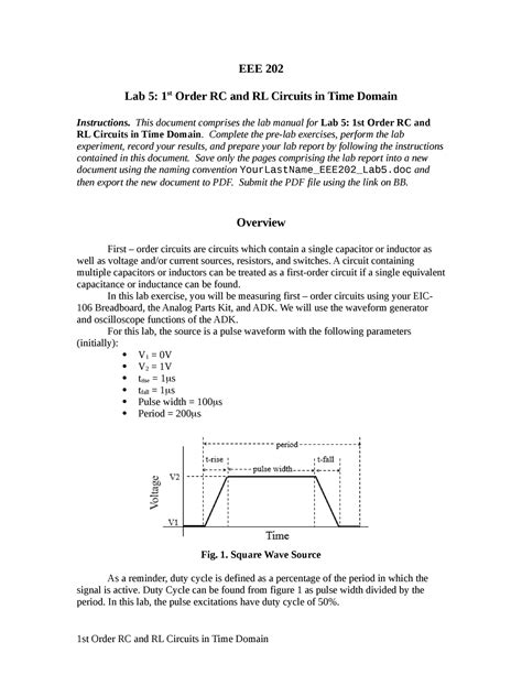 Eee 202 Lab 5 Circuits Measurements Matlab Eee 202 Lab 5 1st Order