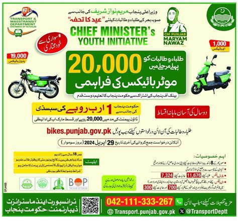 Cm Punjab Maryam Nawaz E Bikes Loan Scheme Registration Online