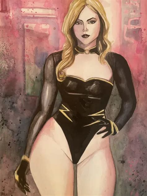 Original Comic Art Pinup Black Canary By Baptista X Signed By