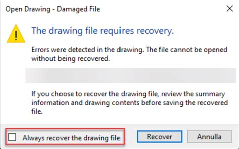 Come Visualizzare La Finestra Di Dialogo Recupero Disegni All Apertura