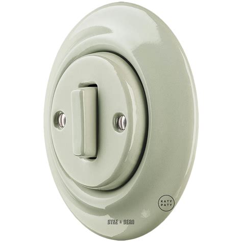 Porcelain Wall Light Switch Grey Green Slim Button Dyke And Dean