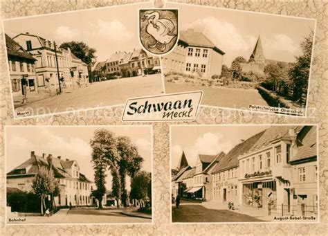 Schwaan Markt Polytechnische Oberschule Bahnhof August Bebel Strasse