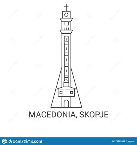 Skopje Travel Secrets Art Map Cartoon Vector | CartoonDealer.com #95564093