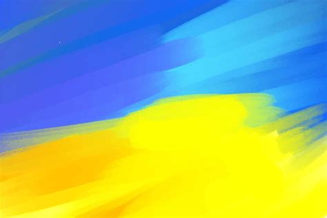 Fundo Amarelo Azul Bandeira Ucraniana Manchas De Tinta Sobre Tela Um