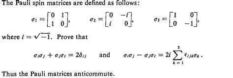 Solved The Pauli Spin Matrices Are Defined As Follows Chegg