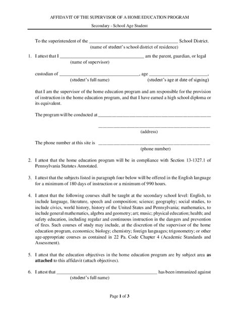 Fillable Online Pa Homeschooling The Affidavit Fax Email Print