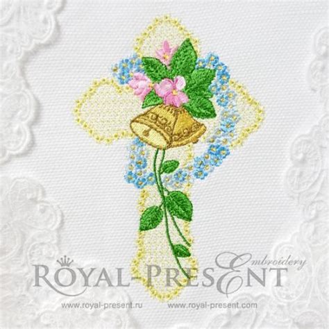 Machine Embroidery Design Easter Religious Cross Royal Present Embroidery