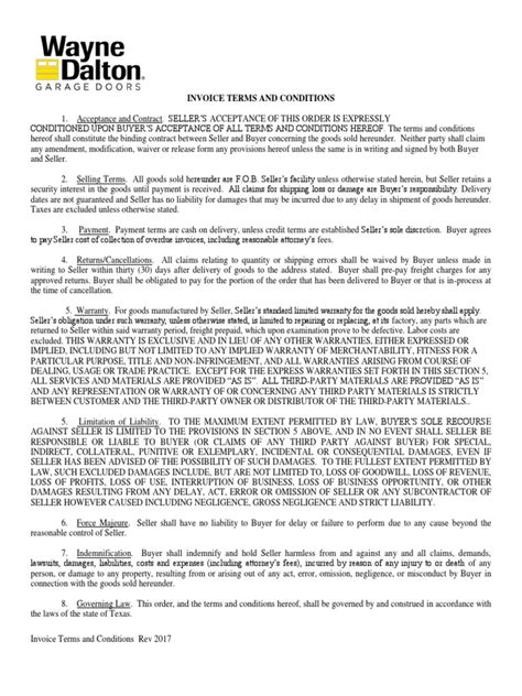 Invoice Terms and Conditions | Download Free PDF | Indemnity | Legal ...