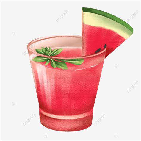 Watercolor Summer Watermelon Cocktail Illustration Watermelon Summer