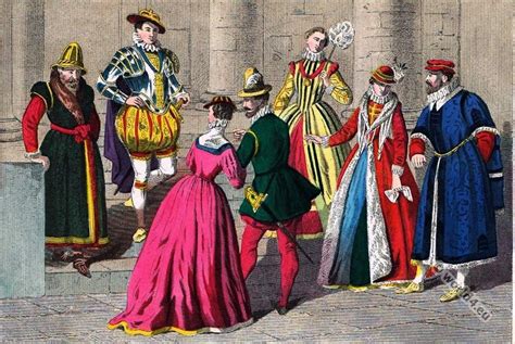 Tudor fashion from 1550 to 1580. England 16th c.