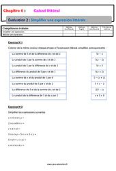 Examen Calcul Litt Ral Ere Secondaire Bilan Et Controle Corrig