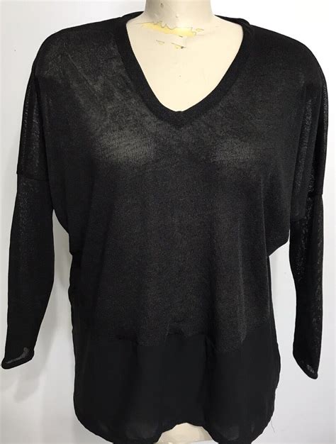 Zara Black Woman Long Sleeve Blouse Size Small Gem