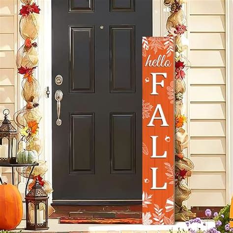 Amazon Hello Fall Porch Sign Autumn Leaves Wooden Welcome Sign