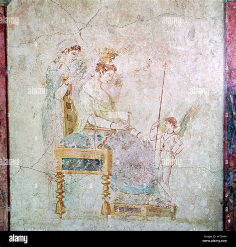 Roman wall-painting of Aphrodite, Eros, and one of the Graces, 1st century. Artist: Unknown ...