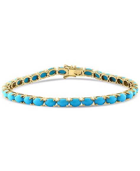 Effy Collection Effy® Turquoise Link Bracelet In 14k Gold Macys