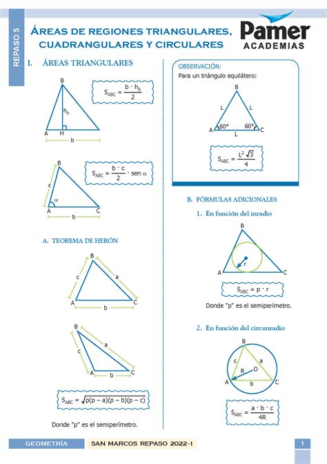 Geom R5 Áreas de regiones triangulares cuadrangulares y circulares