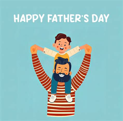 Feliz Día De Los Padres Tarjeta De Saludo De Dibujos Animados Stock De