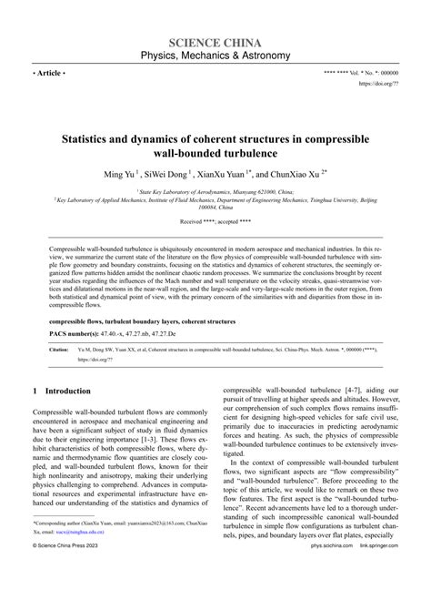 Pdf Statistics And Dynamics Of Coherent Structures In Compressible