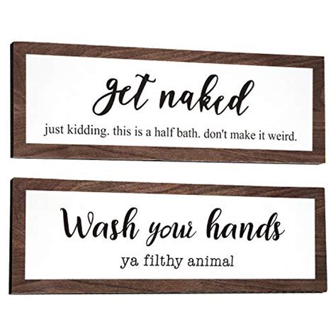 Jetec 2 Piece Get Naked Funny Bathroom Sign Wash Your Hands Bathroom