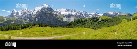 The Panorama Of Hineres Lauterbrunnental Valley With The Peaks Eiger