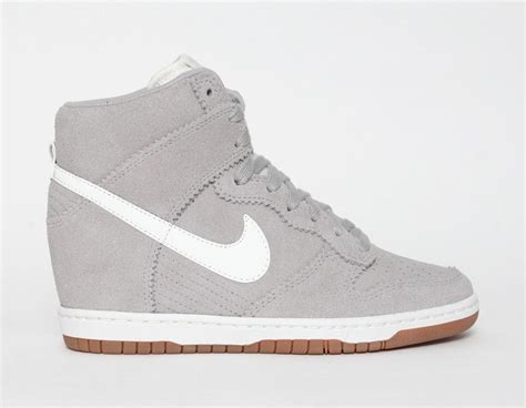 Nike Dunk Sky High Suede Grey White Gum Wedge Sneakers Womens Size