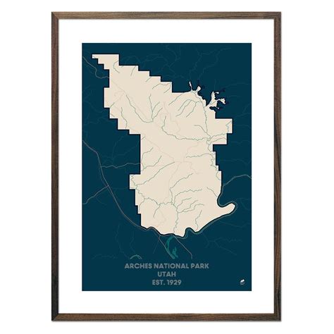 Arches National Park Poster National Park Map Muir Way National