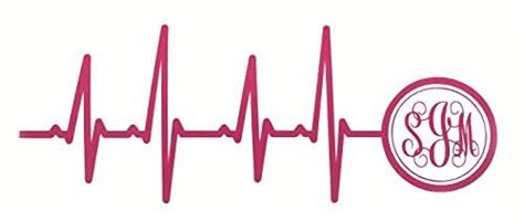 Custom Pulse Heartbeat Monogram Decal Personalized Heart