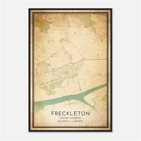 Vintage Freckleton United Kingdom Map Poster, Freckleton City Road Wall ...