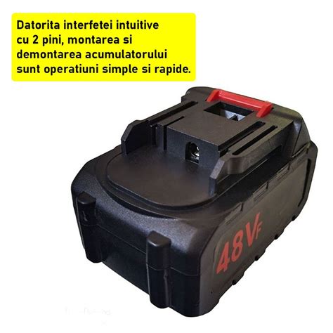 Acumulator De Rezerva 48V Cu 2 PINI Compatibil Cu Motocoasa SIKS