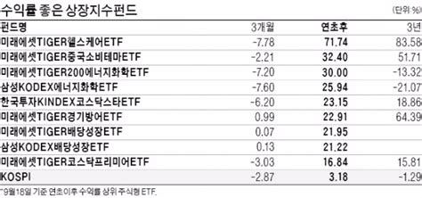 조정장서 힘빠진 액티브펀드펀드 수익률 상위권 Etf·인덱스가 싹쓸이 한국경제