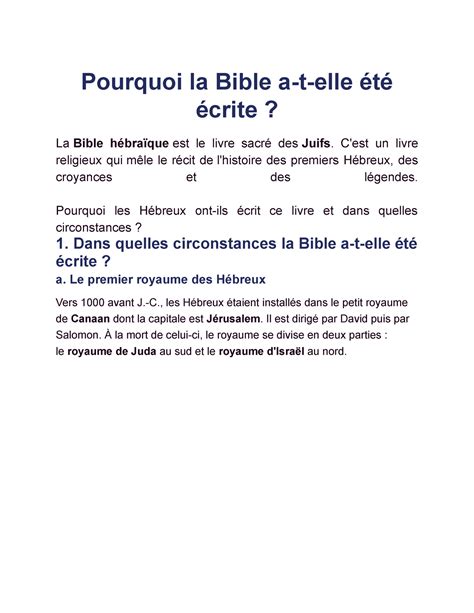 Pourquoi la Bible a t elle été écrite Pourquoi la Bible a t elle été