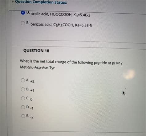 Solved Question Completion Status O D Oxalic Acid Chegg