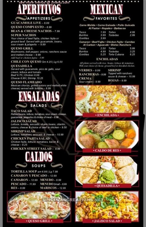 Online Menu Of Ay Jalisco Mexican Restaurant Bar Grill Restaurant