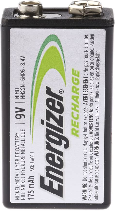 7638900138771 Energizer Energizer 175mah Nimh 9v Rechargeable Battery 776 1042 Rs Components