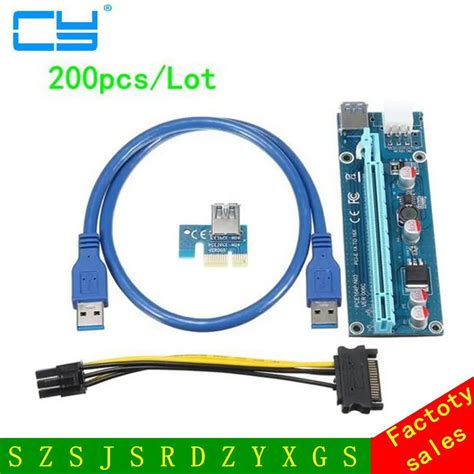 Pci E Pci Express Riser Card 1x To 16x Usb 3 0 Data Cable Sata To 6pin