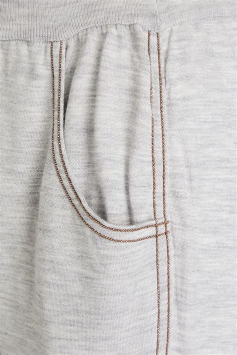 Brunello Cucinelli Cropped Bead Embellished Wool And Cashmere Blend