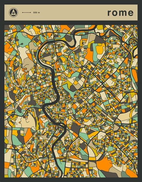 Poster ROME MAP von Jazzberry Blue Karte von rom Städteplanung