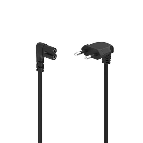 Power Cable Angled Euro Plug Black M Hama