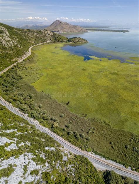 Aerial View of Lake Skadar or Lake Scutari, Montenegro. Surrounded by ...