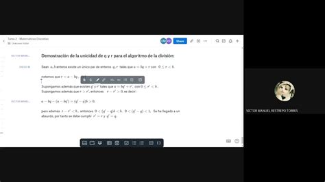 Demostraci N Unicidad Del Algoritmo De La Divisi N Youtube