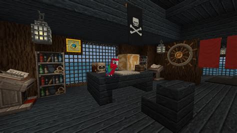 Inside the Captain's cabin of my pirate ship. : Minecraft