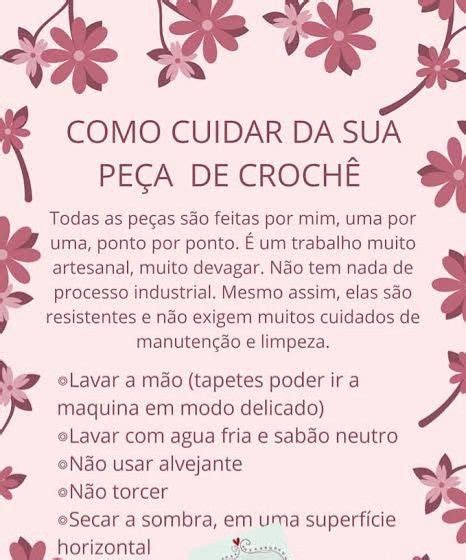 Cuide de Sua Peças de Crochê Crochê Frases de artesanato