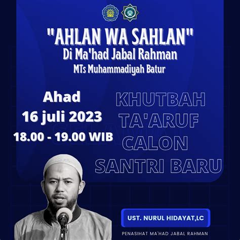 Khutbah Ta Aruf Santri Baru Ma Had Jabal Rahman Baturmu