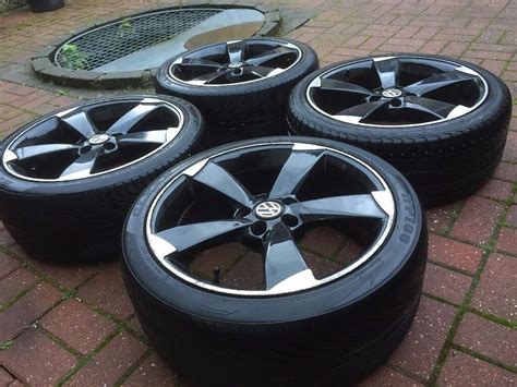 18 Black Audi Rotor Alloy Wheels Ttrs Good Tyres 5x100 5 100 Vw Golf