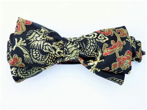 Black Red Gold Dragon Silk Pre Tied Bow Tie Pocketwatch Waistcoats