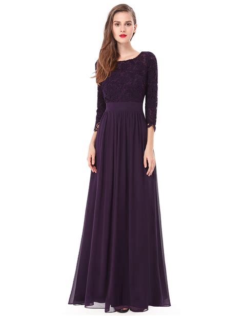 Ever Pretty Lace Long Formal Bridesmaid Dresses Chiffon Evening Dresses