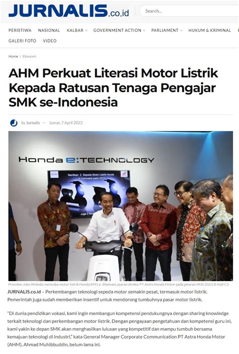 AHM Perkuat Literasi Motor Listrik Kepada Ratusan Tenaga Pengajar SMK