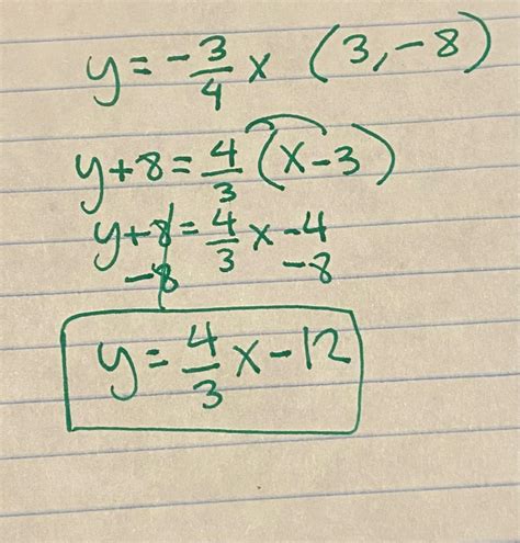 Write The Equation Of The Line Perpendicular To Y X That Passes