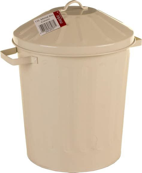 Marko Homewares 15l Metal Bin And Lid Galvanised Dustbin Rubbish Trash