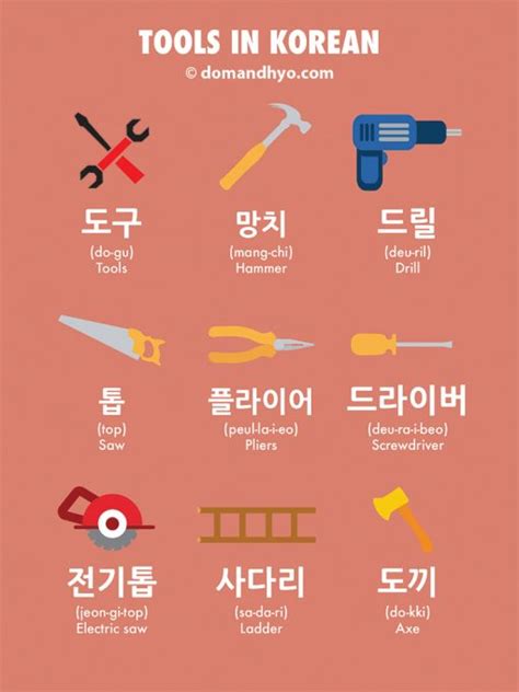 Tools In Korean Learn Korean With Fun And Colorful Infographics